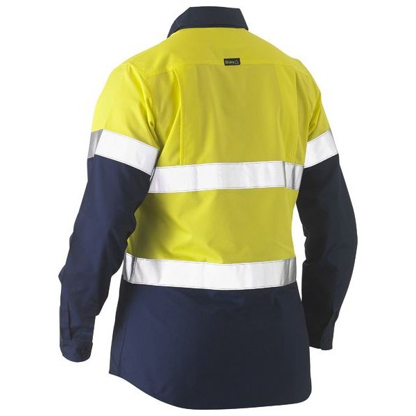 Bisley Recycled Womens Two Tone Hi Vis lightweight Drill Shirt - BL6996T | Womens Workwear