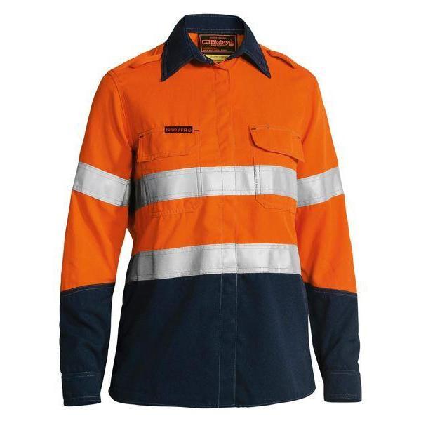 Bisley Tencate Tecasafe Plus 700 Womens Taped HiVis Flame Retardant Long Sleeve Shirt - BL8082T | Womens Workwear
