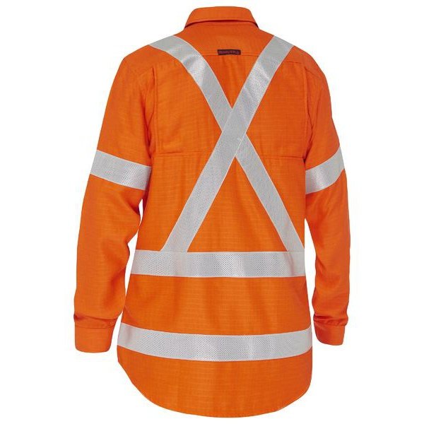 Bisley Women's X Taped Hi Vis FR Ripstop Vented Shirt - BL8439XT | Womens Workwear