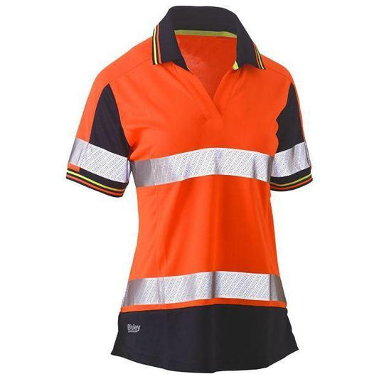 Bisley Womens Taped HiVis 2Tone V-Neck Short Sleeve Polo - BKL1225T | Womens Workwear