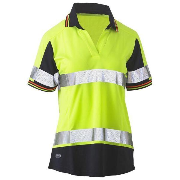 Bisley Womens Taped HiVis 2Tone V-Neck Short Sleeve Polo - BKL1225T | Womens Workwear