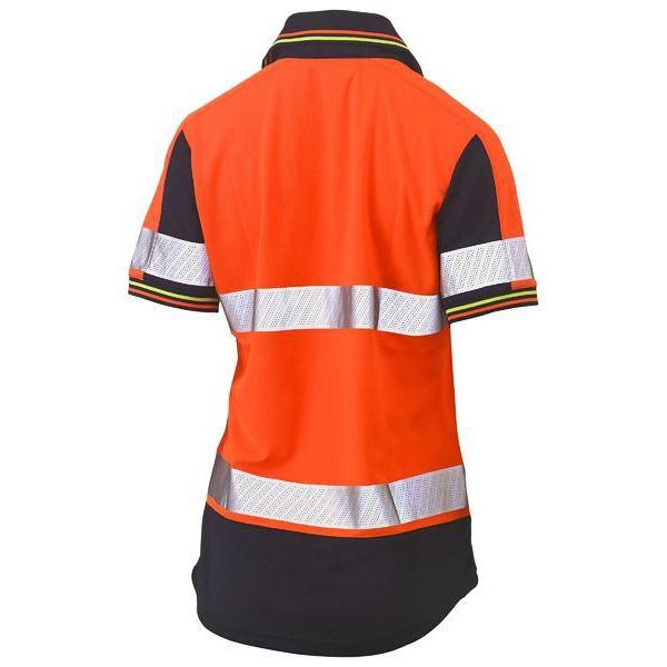 Bisley Womens Taped HiVis 2Tone V-Neck Short Sleeve Polo - BKL1225T | Womens Workwear