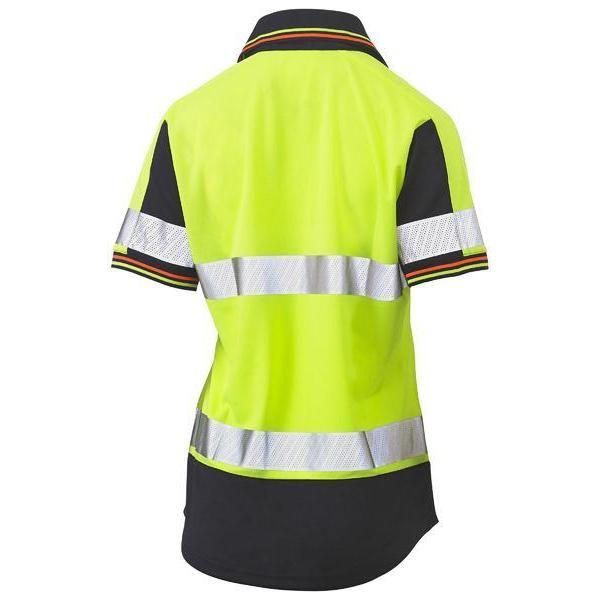 Bisley Womens Taped HiVis 2Tone V-Neck Short Sleeve Polo - BKL1225T | Womens Workwear