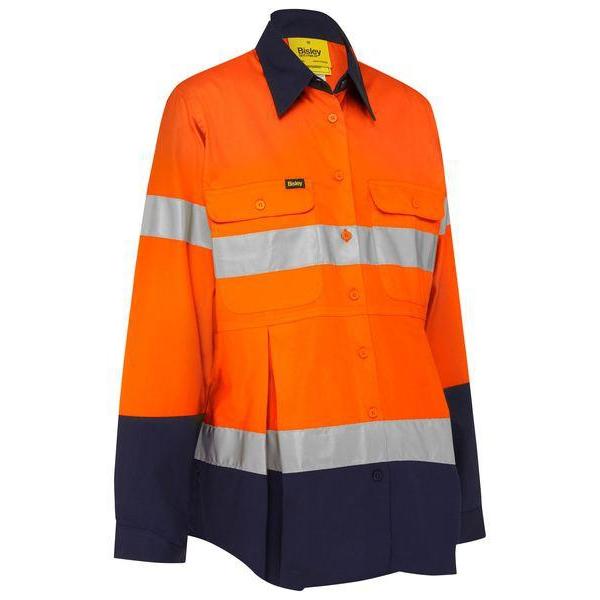 Bisley Womens Taped HiVis 2 Tone Maternity Long Sleeve Drill Shirt - BLM6456T | Womens Workwear