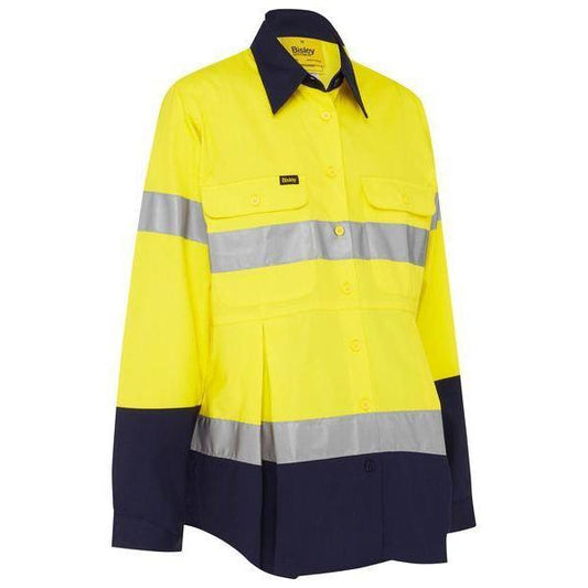 Bisley Womens Taped HiVis 2 Tone Maternity Long Sleeve Drill Shirt - BLM6456T | Womens Workwear