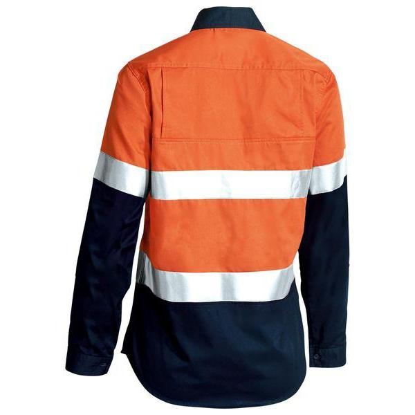 Bisley Womens Taped HiVis Cool Lightweight Long Sleeve Drill Shirt - BL6696T | Womens Workwear
