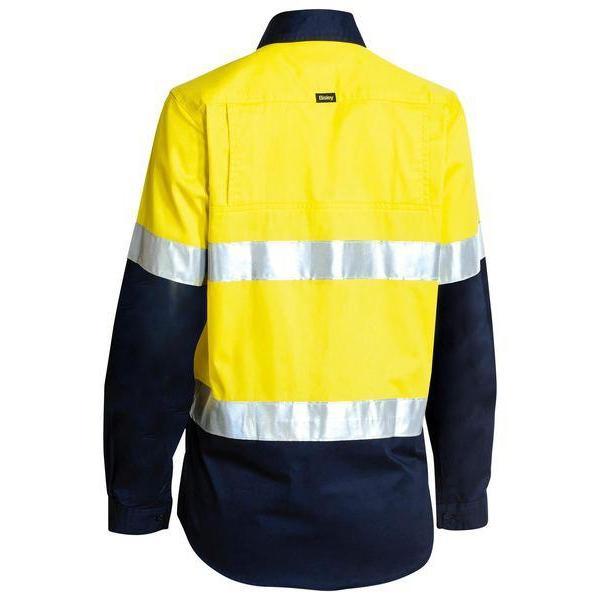 Bisley Womens Taped HiVis Cool Lightweight Long Sleeve Drill Shirt - BL6696T | Womens Workwear