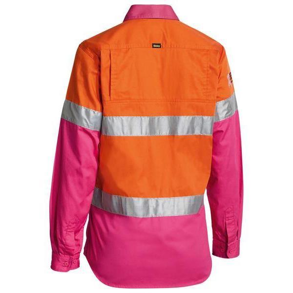 Bisley Womens Taped HiVis Cool Lightweight Long Sleeve Drill Shirt - BL6896 | Womens Workwear