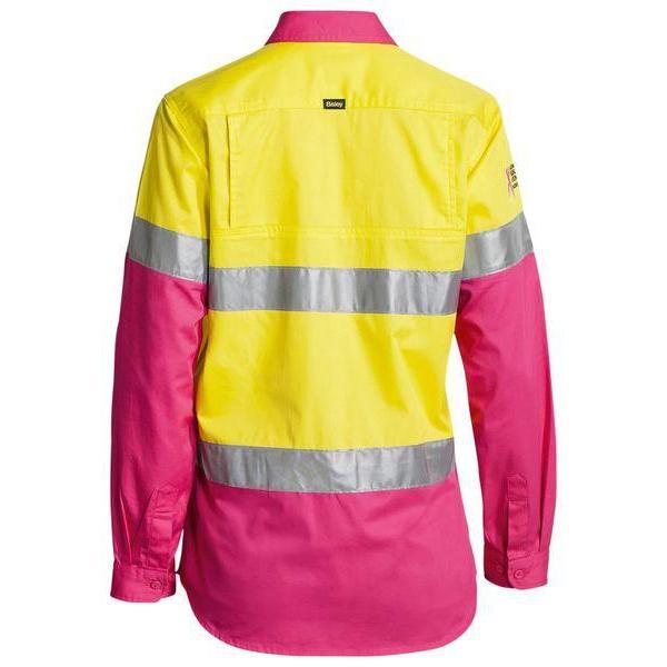 Bisley Womens Taped HiVis Cool Lightweight Long Sleeve Drill Shirt - BL6896 | Womens Workwear
