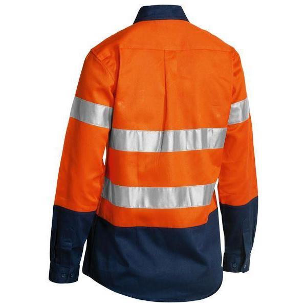 Bisley Womens Taped HiVis Long Sleeve Drill Shirt - BLT6456 | Womens Workwear