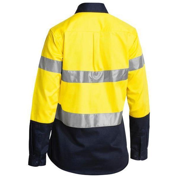 Bisley Womens Taped HiVis Long Sleeve Drill Shirt - BLT6456 | Womens Workwear