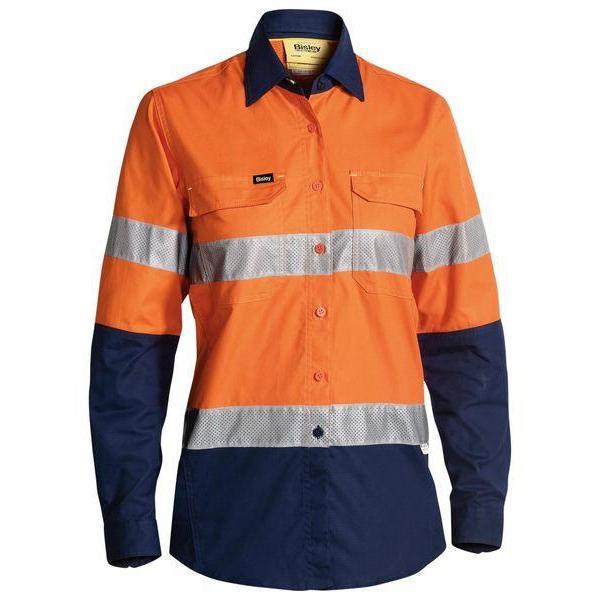 Bisley Womens Taped HiVis X-AirFlow Ripstop 2 Tone Long Sleeve Shirt - BL6415T | Womens Workwear