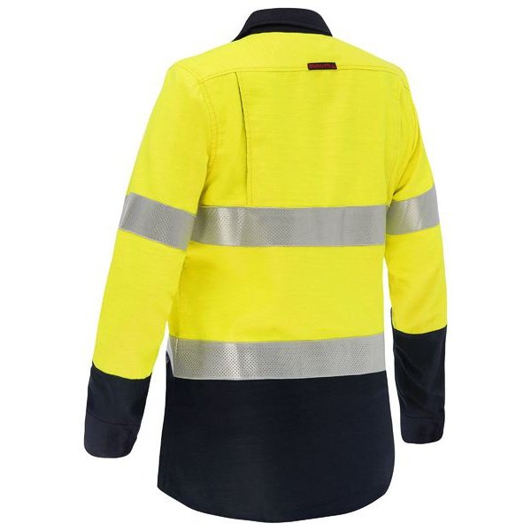 Bisley Womens Taped Hi-Vis Fire Retardant Vented Shirt Apex 185- BL8438T | Womens Workwear