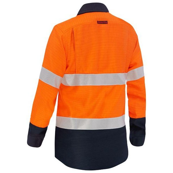 Bisley Womens Taped Hi-Vis Fire Retardant Vented Shirt Apex 185- BL8438T | Womens Workwear