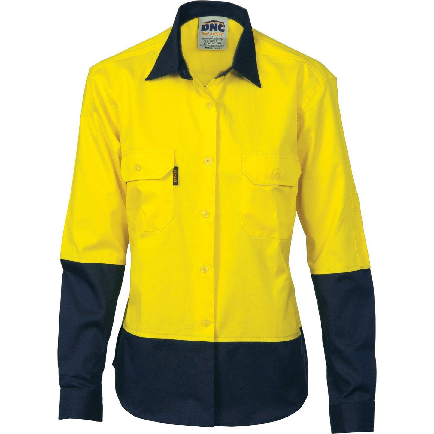 DNC Ladies HiVis 2-Tone Long Sleeve Cotton Shirt - 3940 | Womens Workwear
