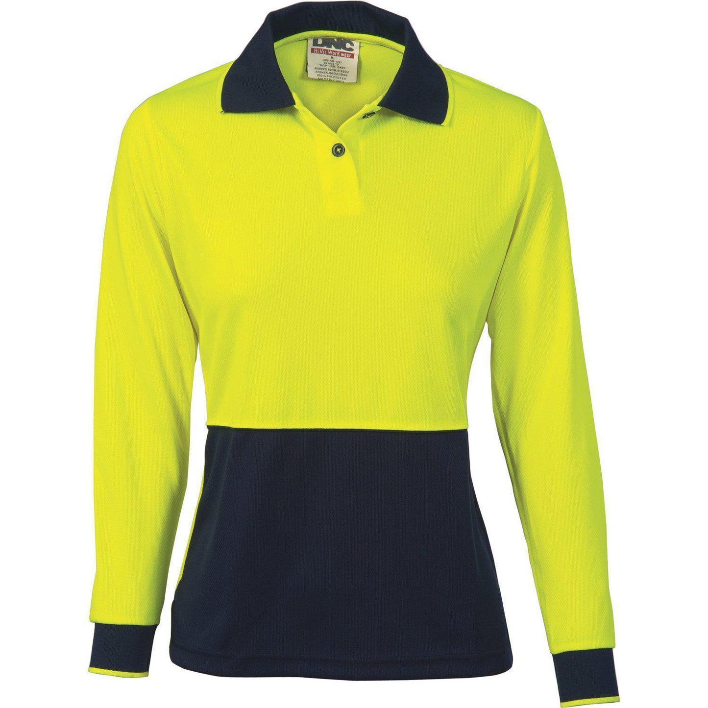DNC Ladies HiVis 2-Tone Long Sleeve Polo - 3898 | Womens Workwear