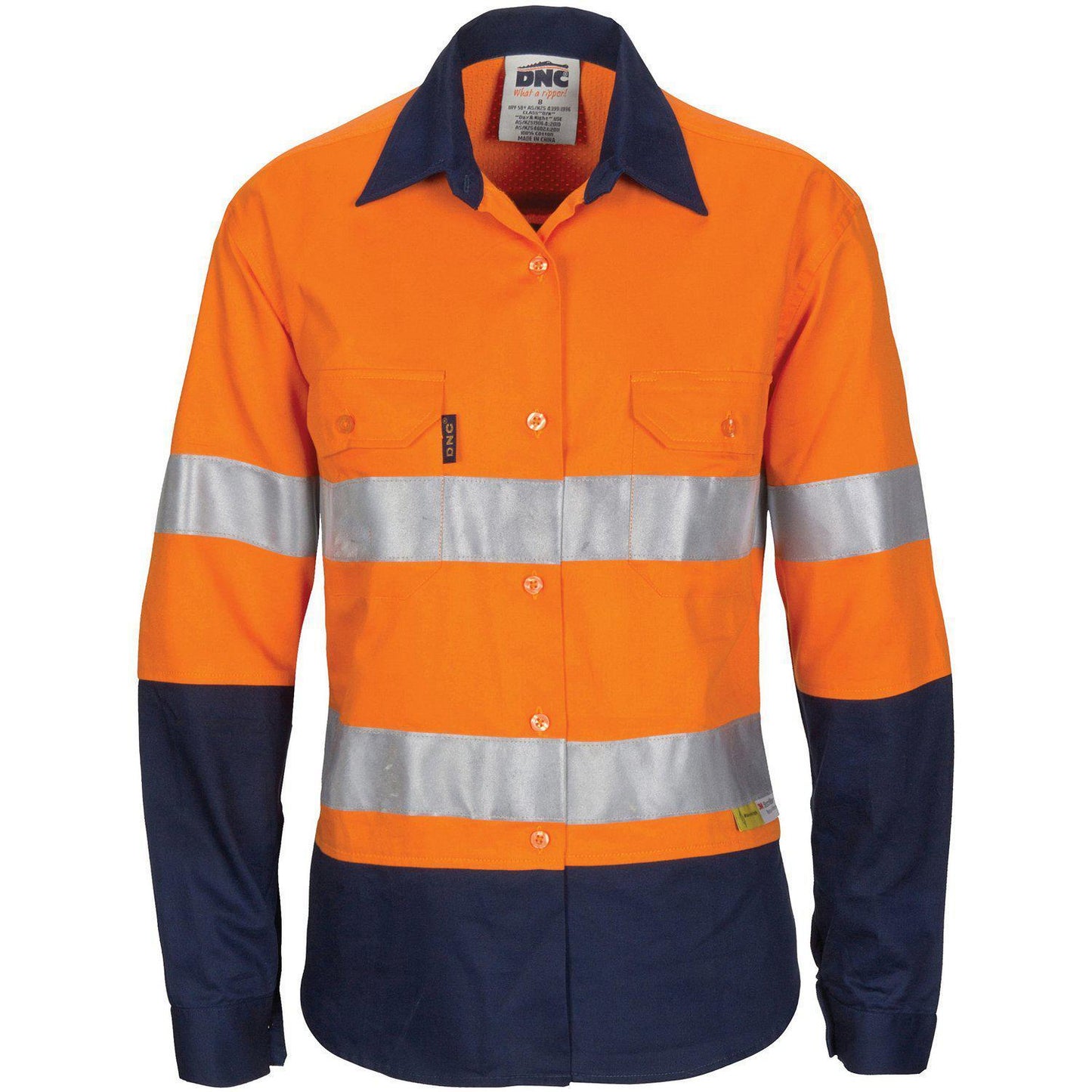 DNC Ladies Taped HiVis 2-Tone Light Weight Long Sleeve Shirt - 3749 | Womens Workwear