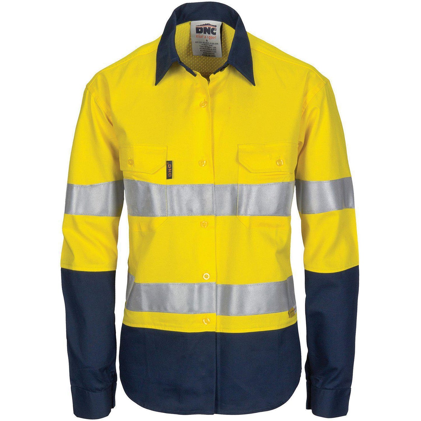 DNC Ladies Taped HiVis 2-Tone Light Weight Long Sleeve Shirt - 3749 | Womens Workwear
