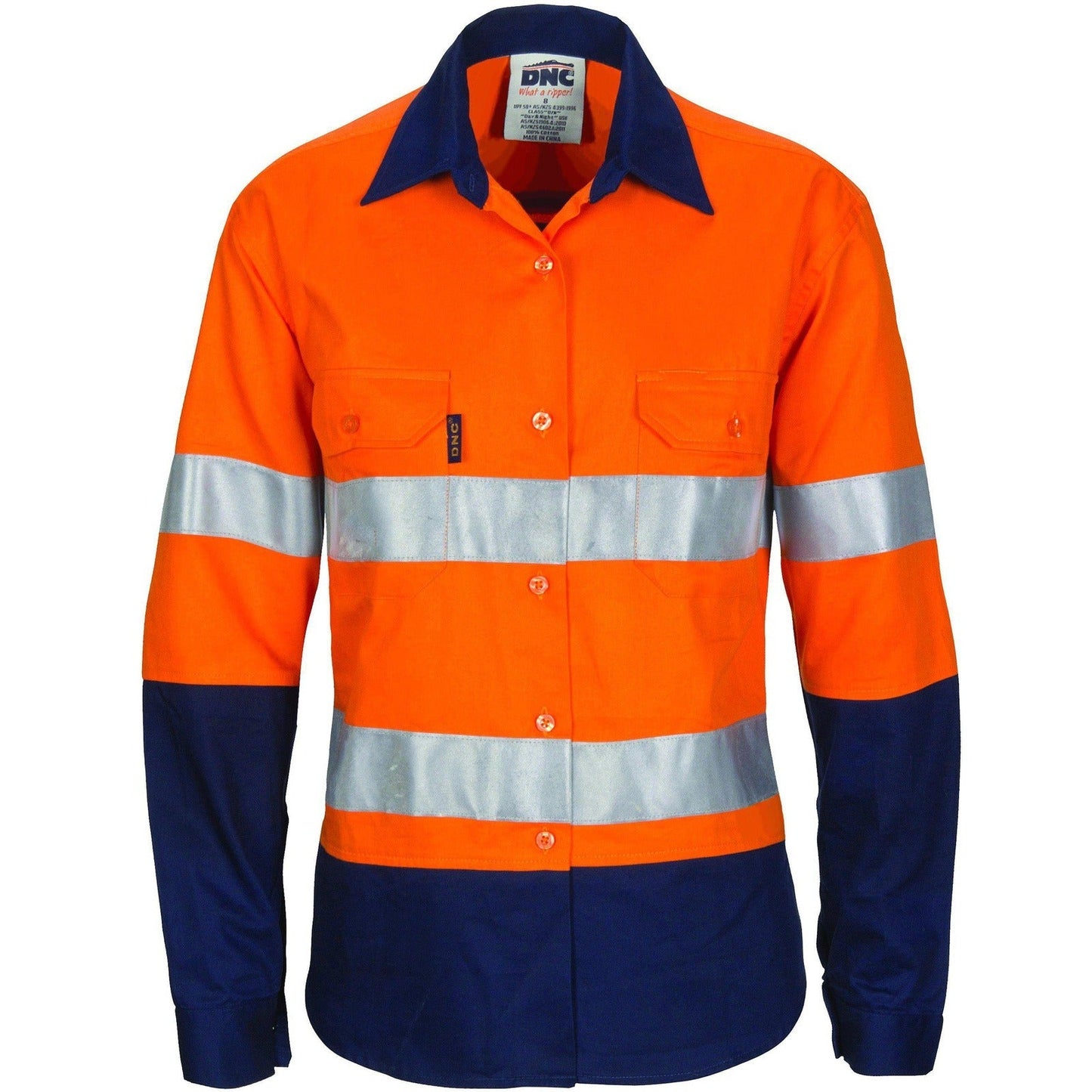 DNC Ladies Taped HiVis Cool-Breeze Light Weight Long Sleeve Cotton Shirt - 3786 | Womens Workwear