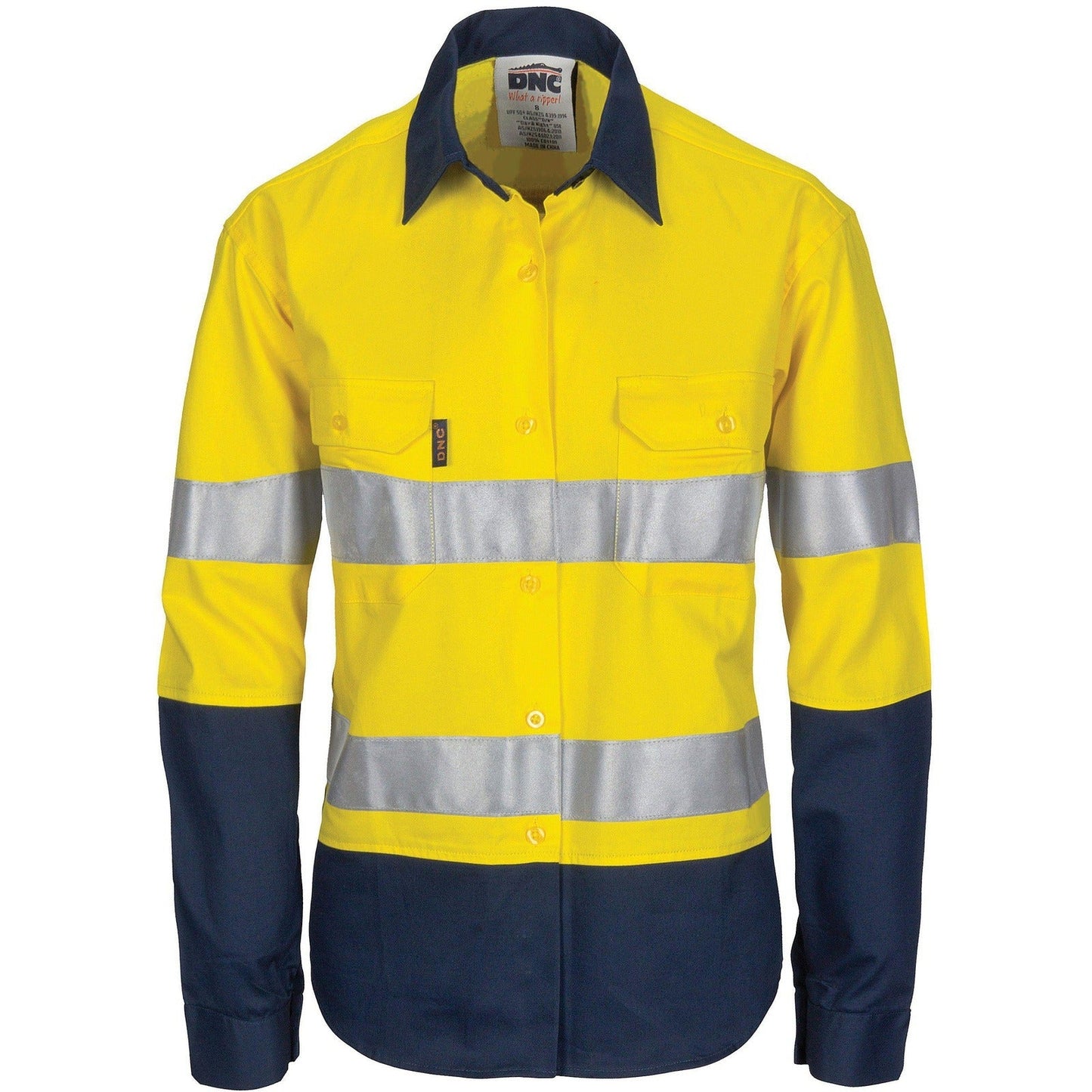DNC Ladies Taped HiVis Cool-Breeze Light Weight Long Sleeve Cotton Shirt - 3786 | Womens Workwear