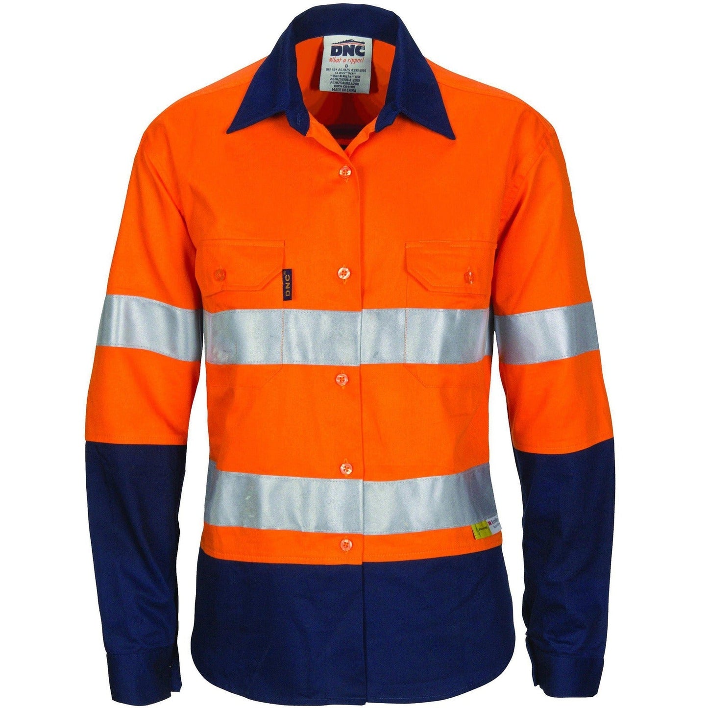 DNC Lady Taped HiVis 2-Tone Cool-Breeze Long Sleeve Cotton Shirt - 3986 | Womens Workwear