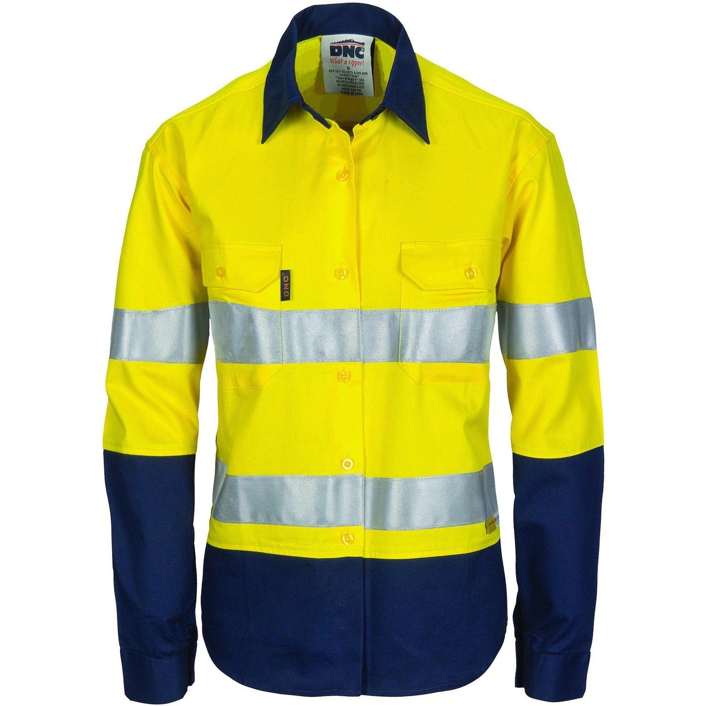 DNC Lady Taped HiVis 2-Tone Cool-Breeze Long Sleeve Cotton Shirt - 3986 | Womens Workwear