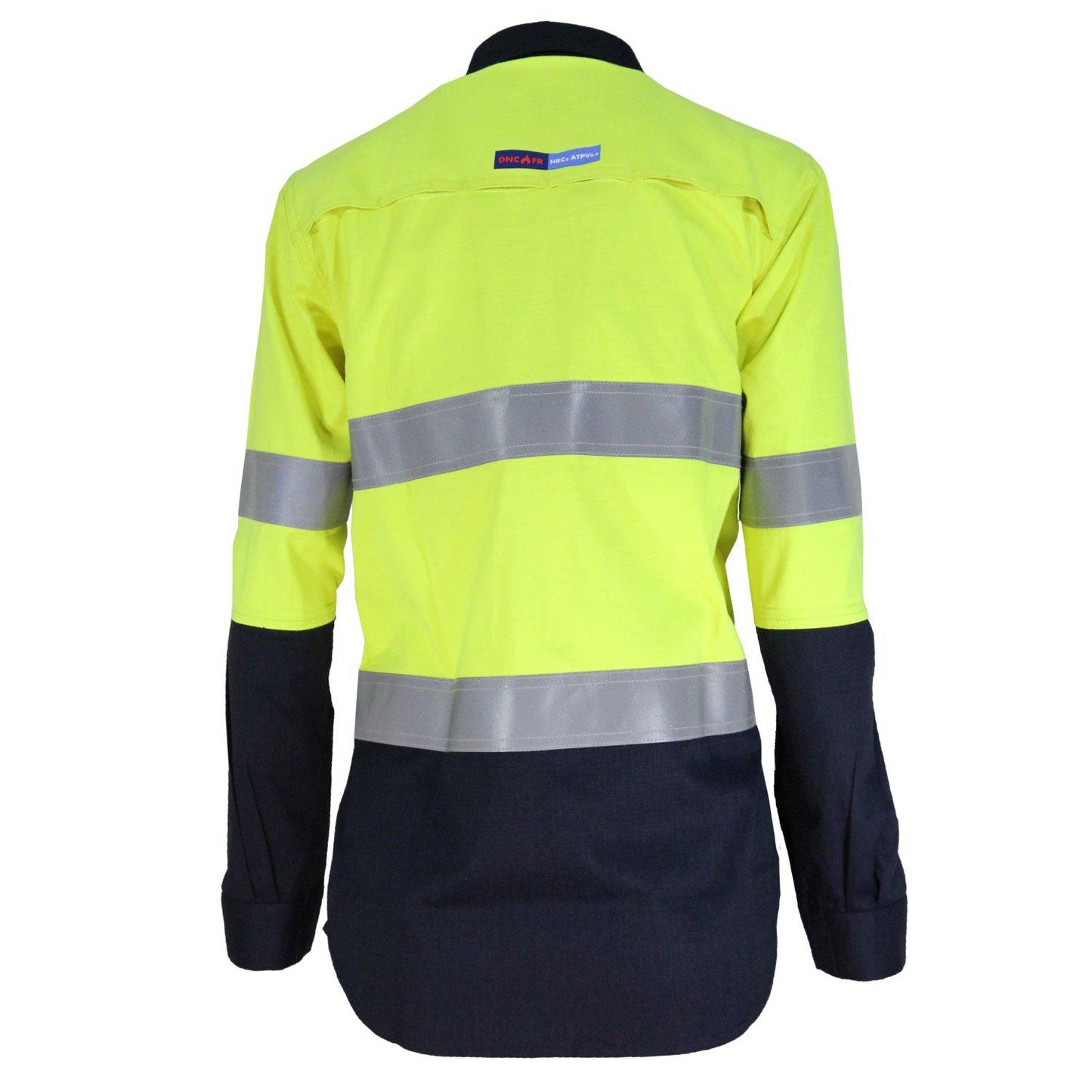 DNC Taped HiVis Flame Retardant & Arc Rated HRC2 2-Tone Long Sleeve Womens Shirt - 3457 | Womens Workwear