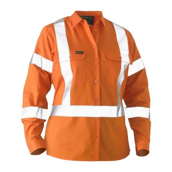 Recycled Women's Bisley X Tape Hi Vis Drill Shirt - BL6266XT | Womens Workwear