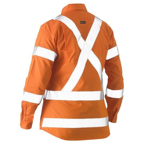 Recycled Women's Bisley X Tape Hi Vis Drill Shirt - BL6266XT | Womens Workwear