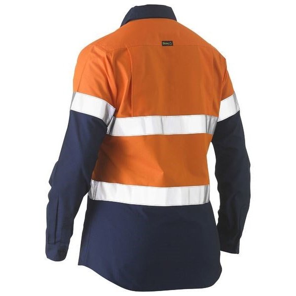Bisley Recycled Womens Two Tone Hi Vis lightweight Drill Shirt - BL6996T | Womens Workwear