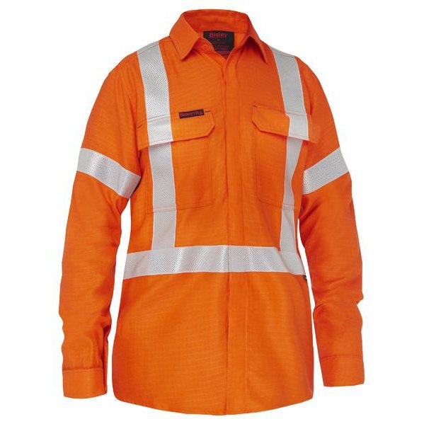 Bisley Women's X Taped Hi Vis FR Ripstop Vented Shirt - BL8439XT | Womens Workwear