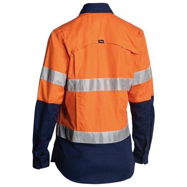 Bisley Womens Taped HiVis X-AirFlow Ripstop 2 Tone Long Sleeve Shirt - BL6415T | Womens Workwear