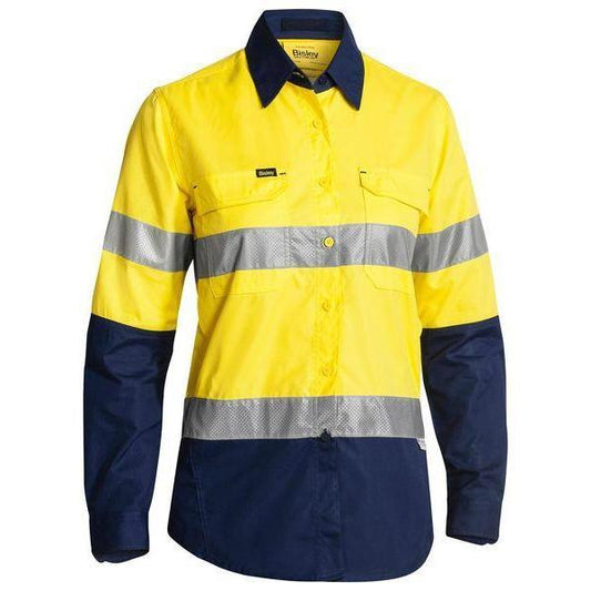 Bisley Womens Taped HiVis X-AirFlow Ripstop 2 Tone Long Sleeve Shirt - BL6415T | Womens Workwear