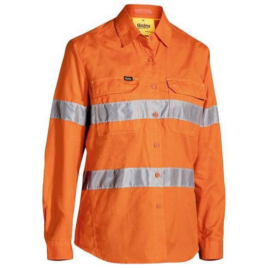 Bisley Womens Taped HiVis X-AirFlow Ripstop Long Sleeve Shirt - BL6416T | Womens Workwear