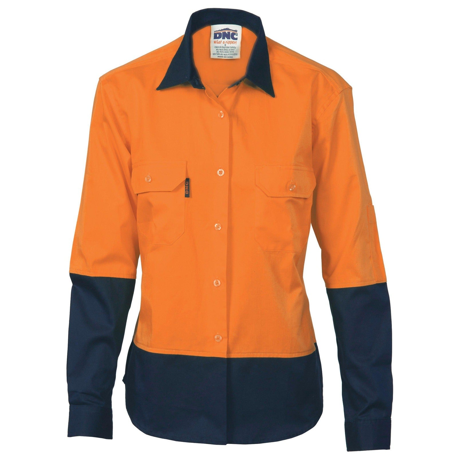 DNC Ladies HiVis 2-Tone Long Sleeve Cotton Shirt - 3940 | Womens Workwear