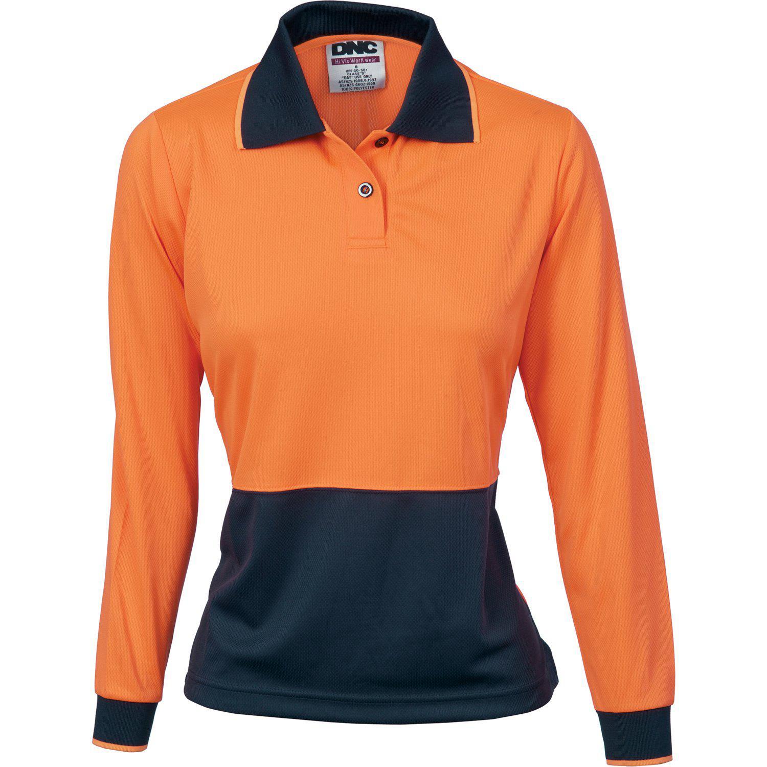 DNC Ladies HiVis 2-Tone Long Sleeve Polo - 3898 | Womens Workwear