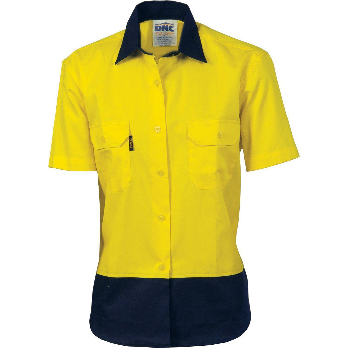 DNC Ladies HiVis 2-Tone Short Sleeve Drill Shirt - 3931 | Womens Workwear